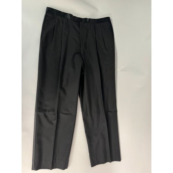 Custom Vintage Tuxedo Pant with Satin Stripe 40 Black Polyester Blend - Picture 11 of 16